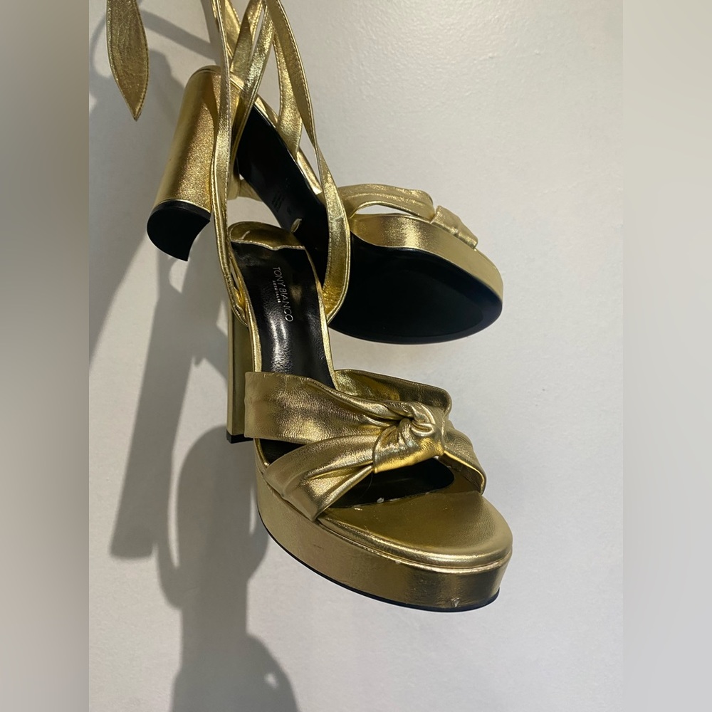 Tony Bianco gold strappy disco heels size 8